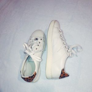 Coach Leather Leopard Rimmed Low Top Sneakers